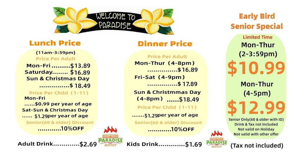 Paradise Buffet Menu image 1