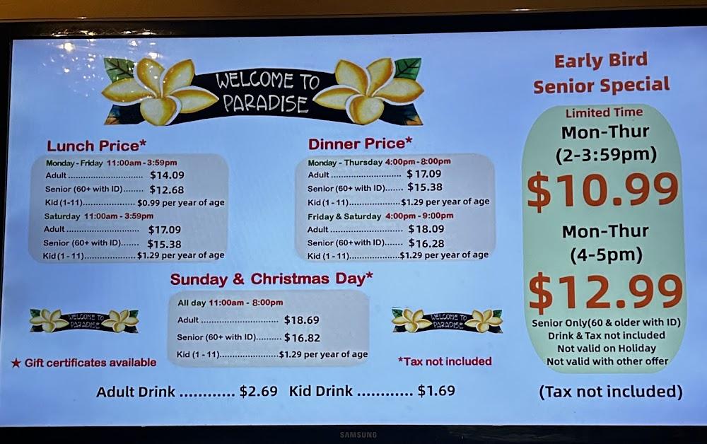 Paradise Buffet Menu image 2