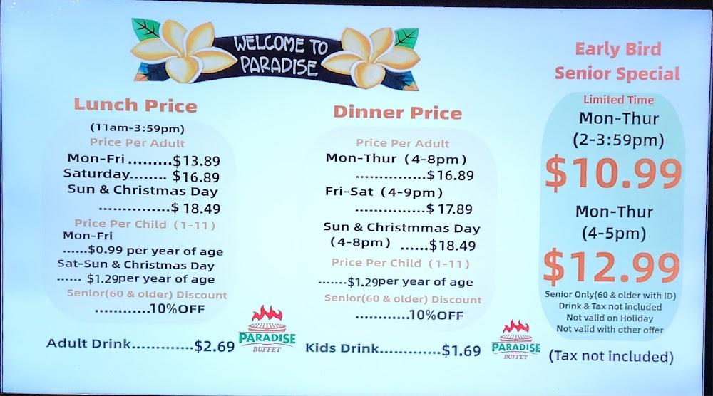 Paradise Buffet Menu image 3